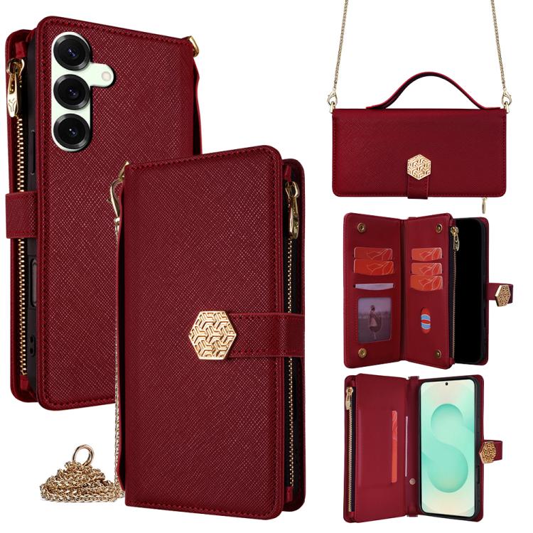 Crossbody Handle Cross Texture Leather Phone Case