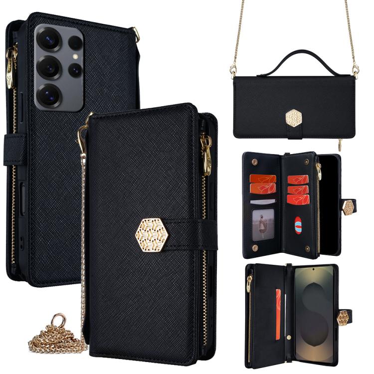 Crossbody Handle Cross Texture Leather Phone Case