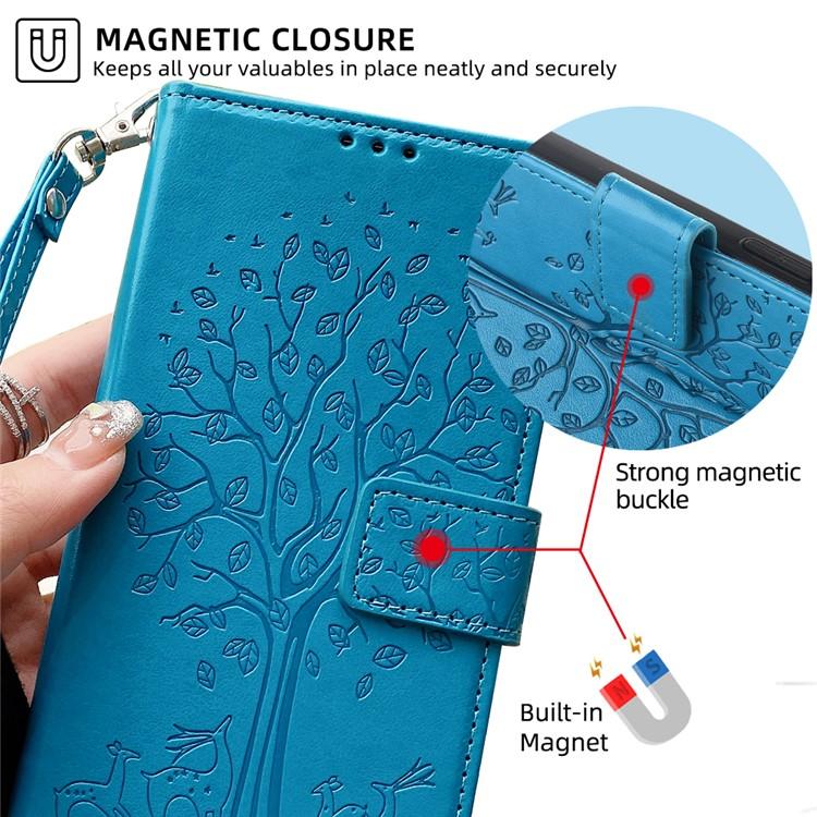 Tree & Deer Embossed Leather Phone Case