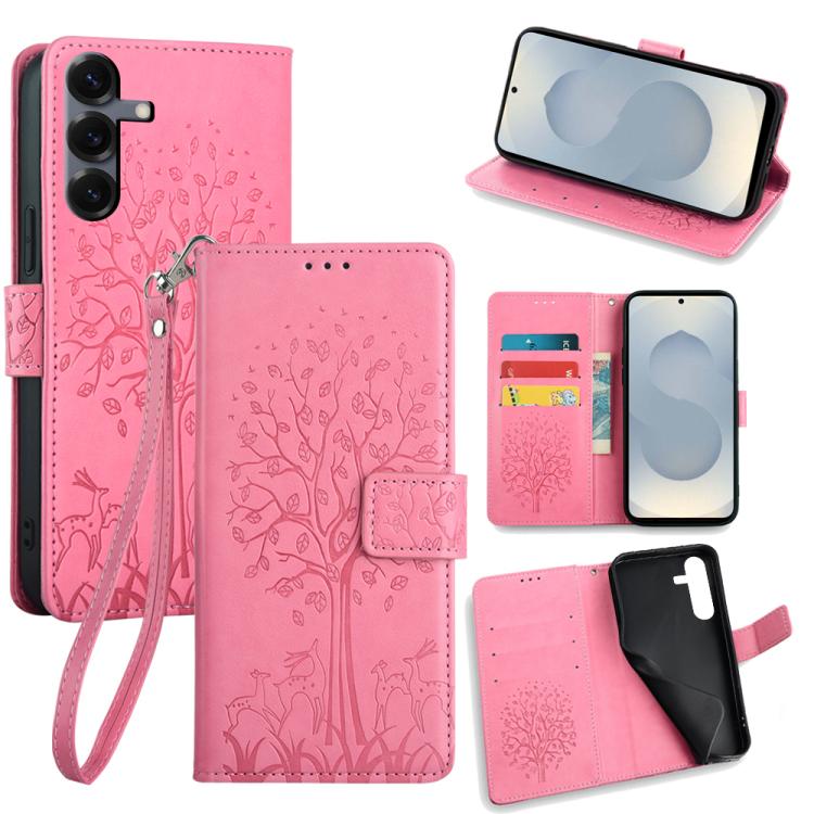 Tree & Deer Embossed Leather Phone Case