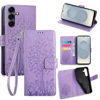 Tree & Deer Embossed Leather Phone Case