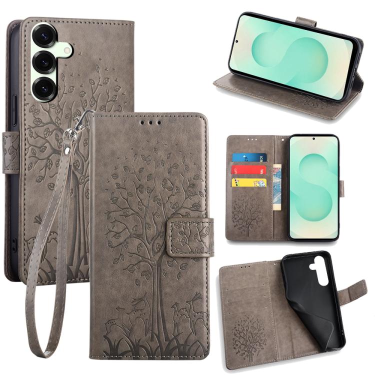 Tree & Deer Embossed Leather Phone Case