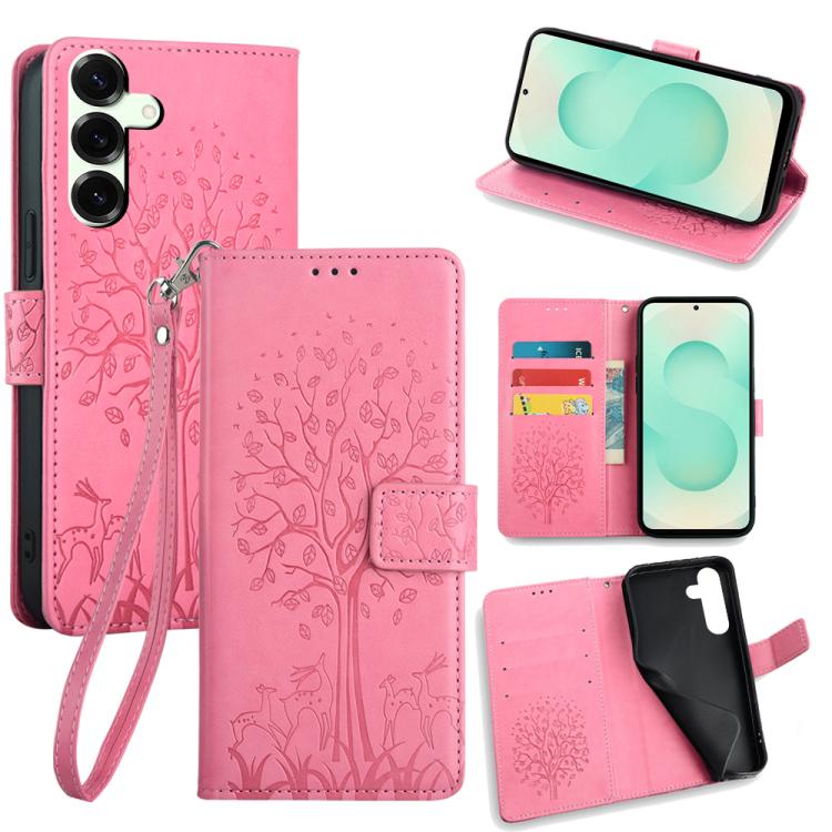 Tree & Deer Embossed Leather Phone Case