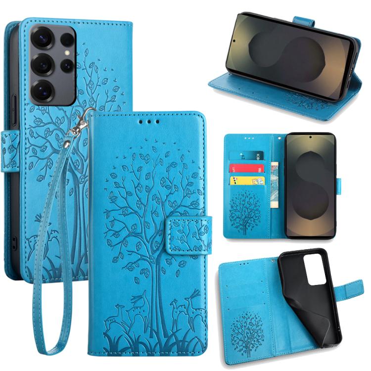 Tree & Deer Embossed Leather Phone Case