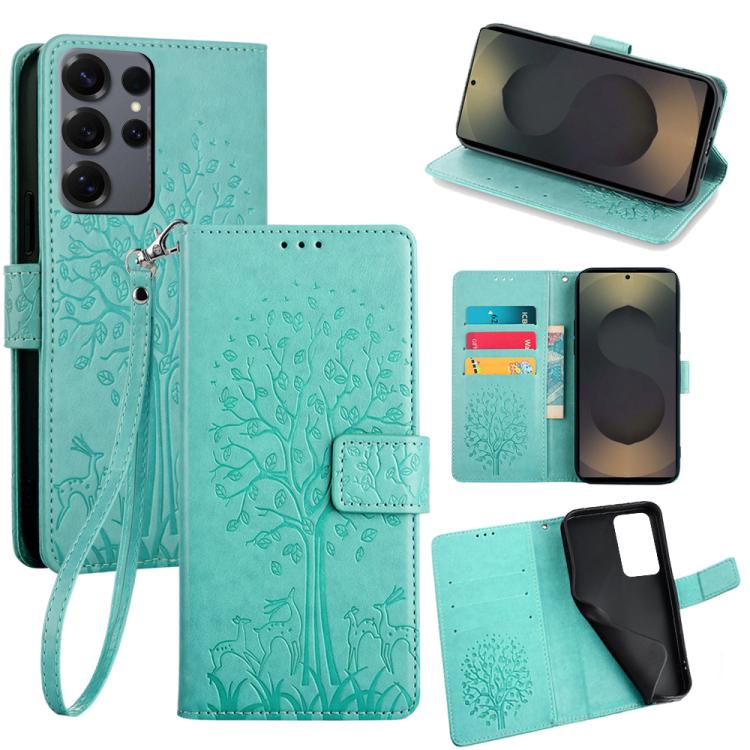 Tree & Deer Embossed Leather Phone Case
