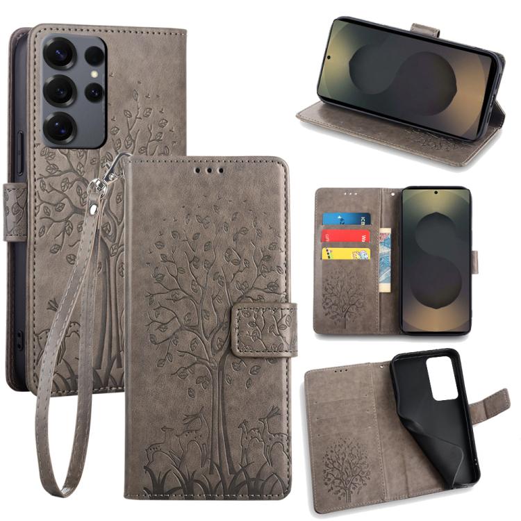 Tree & Deer Embossed Leather Phone Case