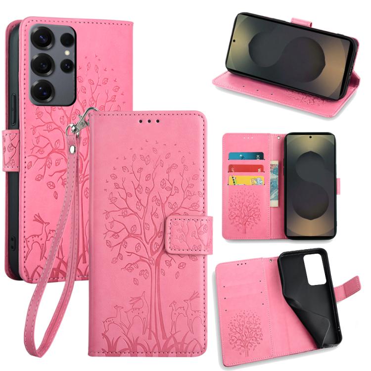 Tree & Deer Embossed Leather Phone Case