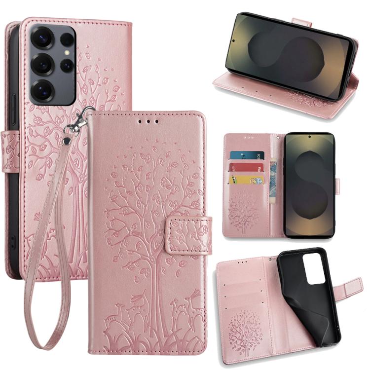 Tree & Deer Embossed Leather Phone Case