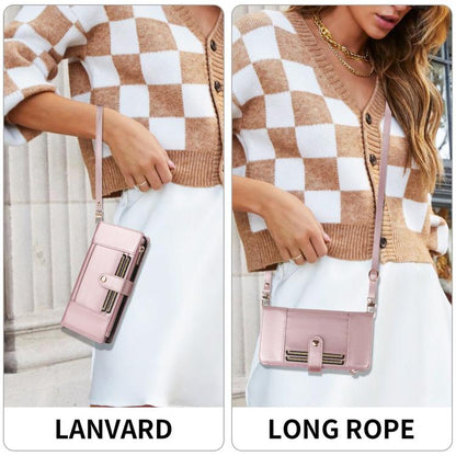 Crossbody Strap RFID Blocking Zipper Wallet Leather Phone Case