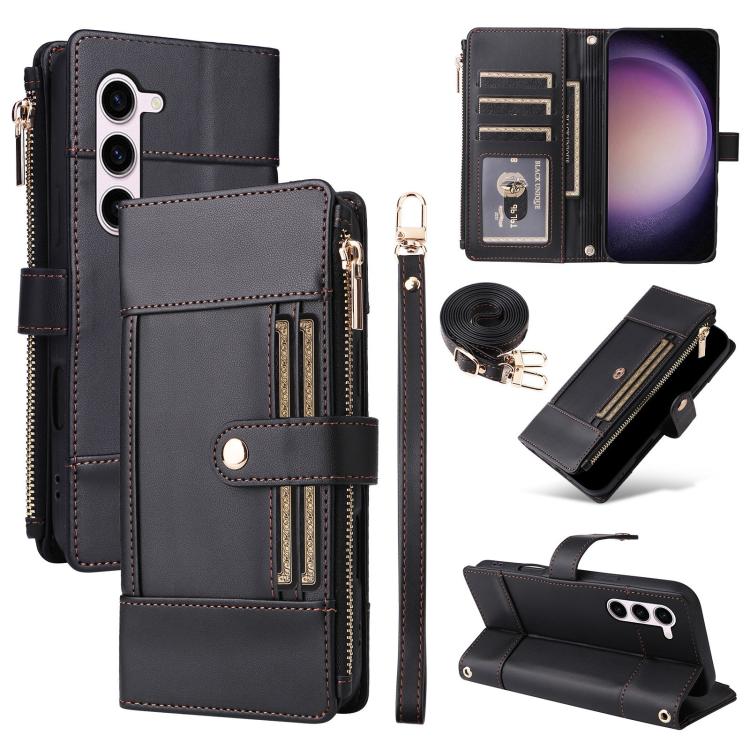 Crossbody Strap RFID Blocking Zipper Wallet Leather Phone Case