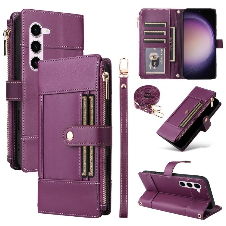 Crossbody Strap RFID Blocking Zipper Wallet Leather Phone Case