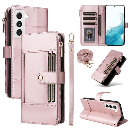 Crossbody Strap RFID Blocking Zipper Wallet Leather Phone Case