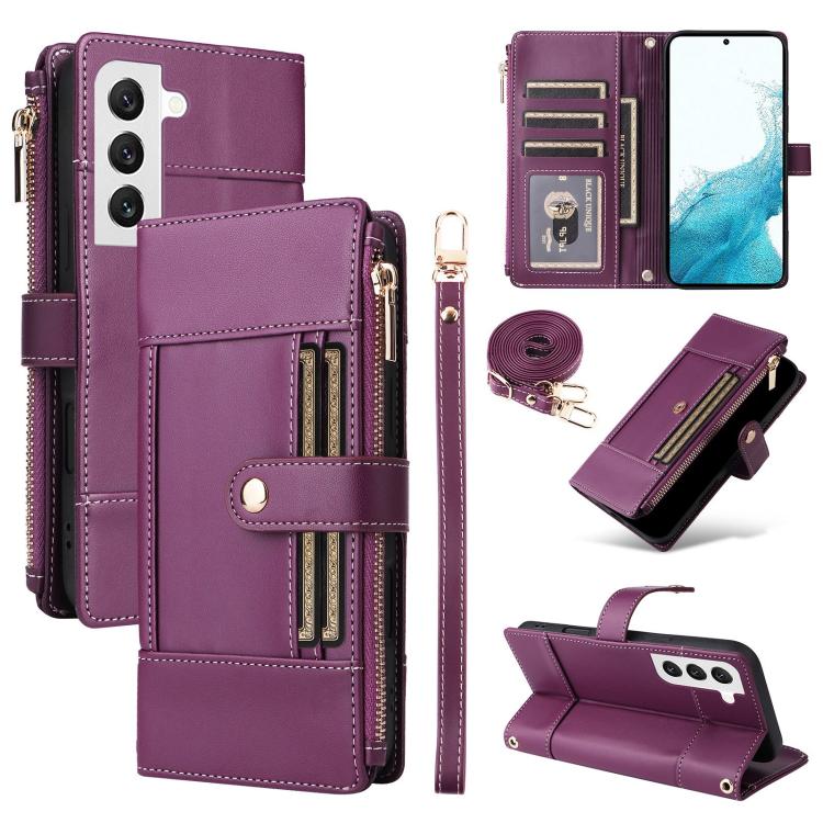 Crossbody Strap RFID Blocking Zipper Wallet Leather Phone Case