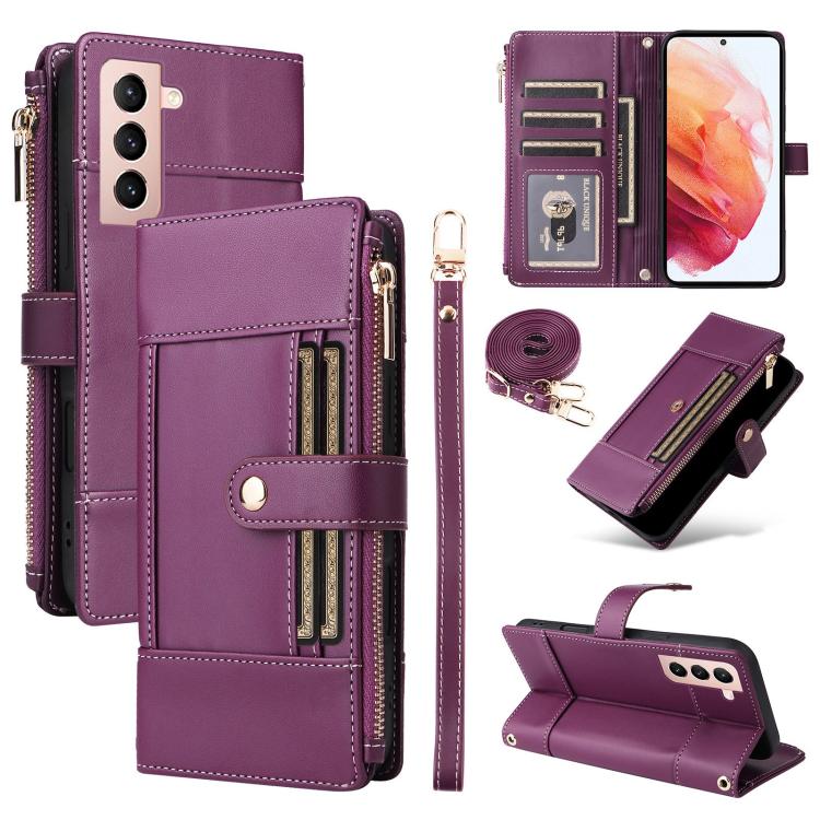 Crossbody Strap RFID Blocking Zipper Wallet Leather Phone Case