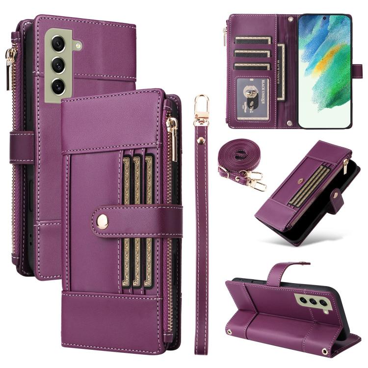 Crossbody Strap RFID Blocking Zipper Wallet Leather Phone Case