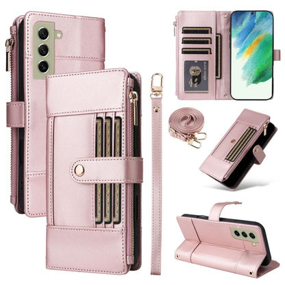 Crossbody Strap RFID Blocking Zipper Wallet Leather Phone Case