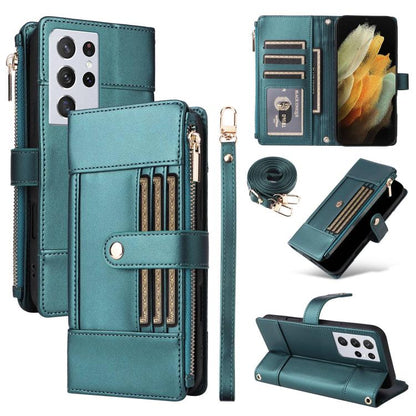 Crossbody Strap RFID Blocking Zipper Wallet Leather Phone Case