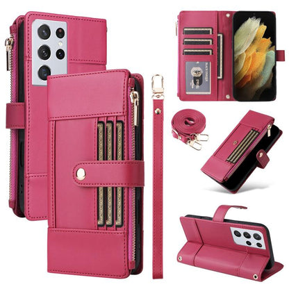 Crossbody Strap RFID Blocking Zipper Wallet Leather Phone Case