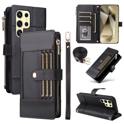 Crossbody Strap RFID Blocking Zipper Wallet Leather Phone Case