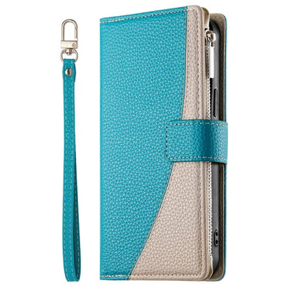 Stitching Multi-card Zipper Wallet Leather Phone Case with Short Strap