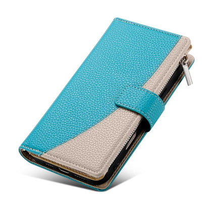 Stitching Multi-card Zipper Wallet Leather Phone Case with Short Strap