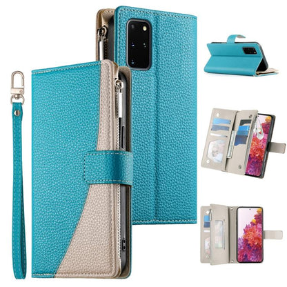 Stitching Multi-card Zipper Wallet Leather Phone Case with Short Strap