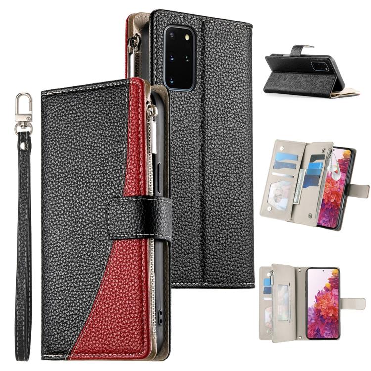 Stitching Multi-card Zipper Wallet Leather Phone Case with Short Strap
