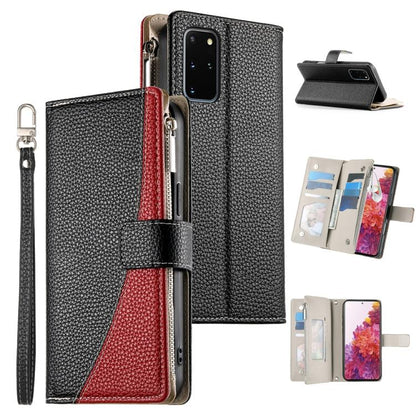 Stitching Multi-card Zipper Wallet Leather Phone Case with Short Strap