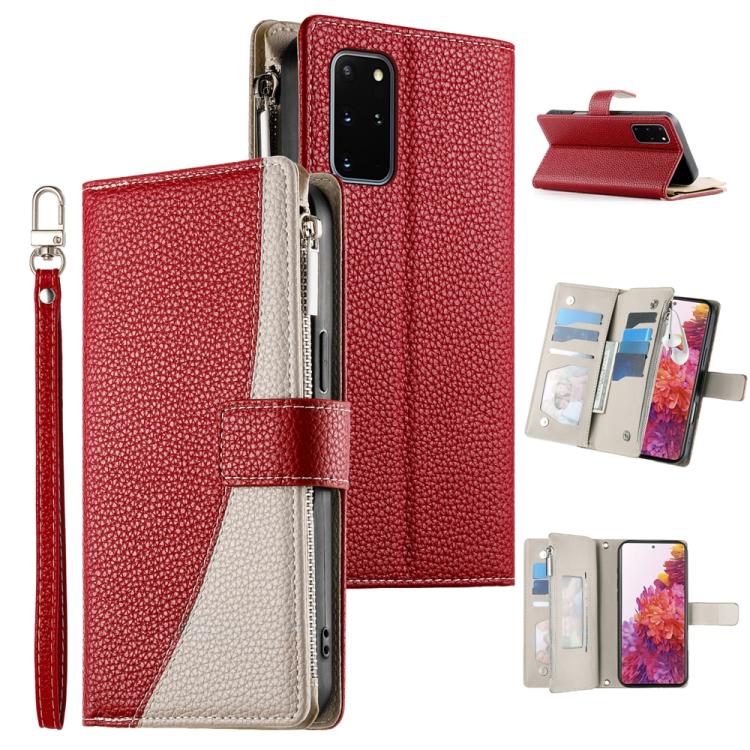 Stitching Multi-card Zipper Wallet Leather Phone Case with Short Strap