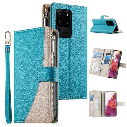 Stitching Multi-card Zipper Wallet Leather Phone Case with Short Strap