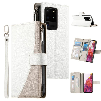 Stitching Multi-card Zipper Wallet Leather Phone Case with Short Strap
