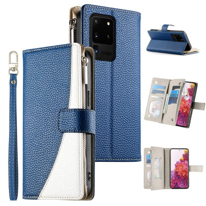 Stitching Multi-card Zipper Wallet Leather Phone Case with Short Strap