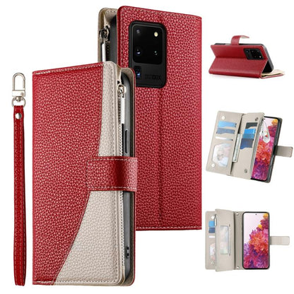 Stitching Multi-card Zipper Wallet Leather Phone Case with Short Strap