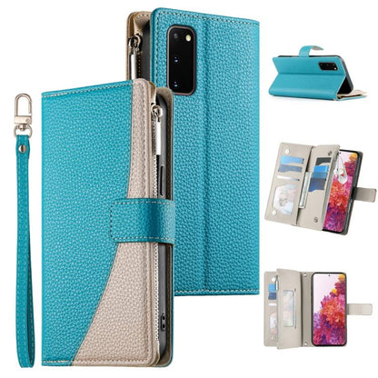 Stitching Multi-card Zipper Wallet Leather Phone Case with Short Strap