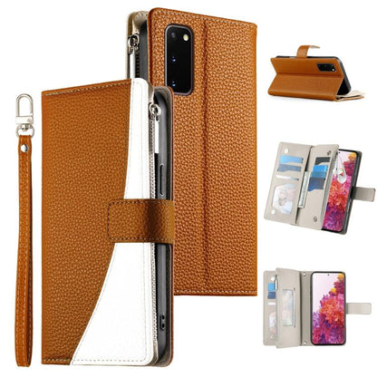 Stitching Multi-card Zipper Wallet Leather Phone Case with Short Strap