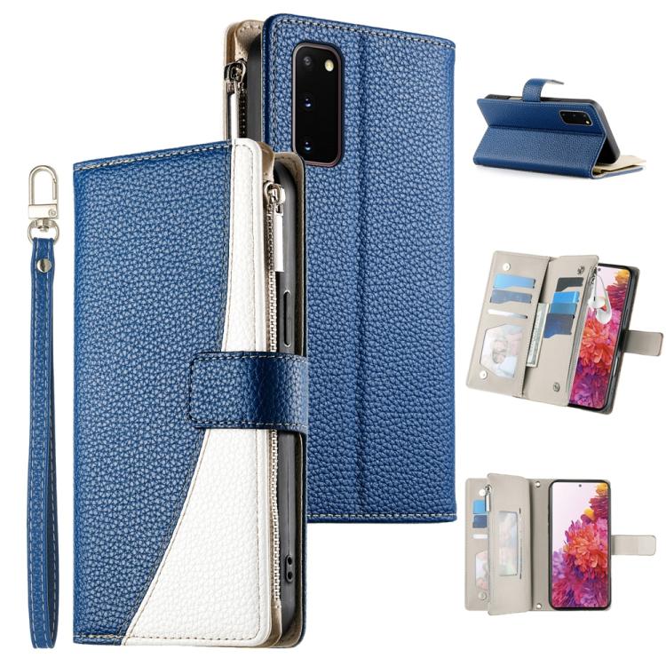 Stitching Multi-card Zipper Wallet Leather Phone Case with Short Strap