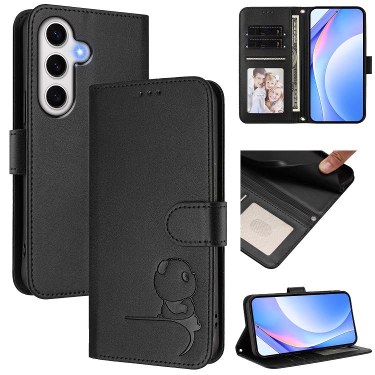 Litter Panda Embossing RFID Leather Phone Case with Lanyard