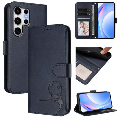 Litter Panda Embossing RFID Leather Phone Case with Lanyard