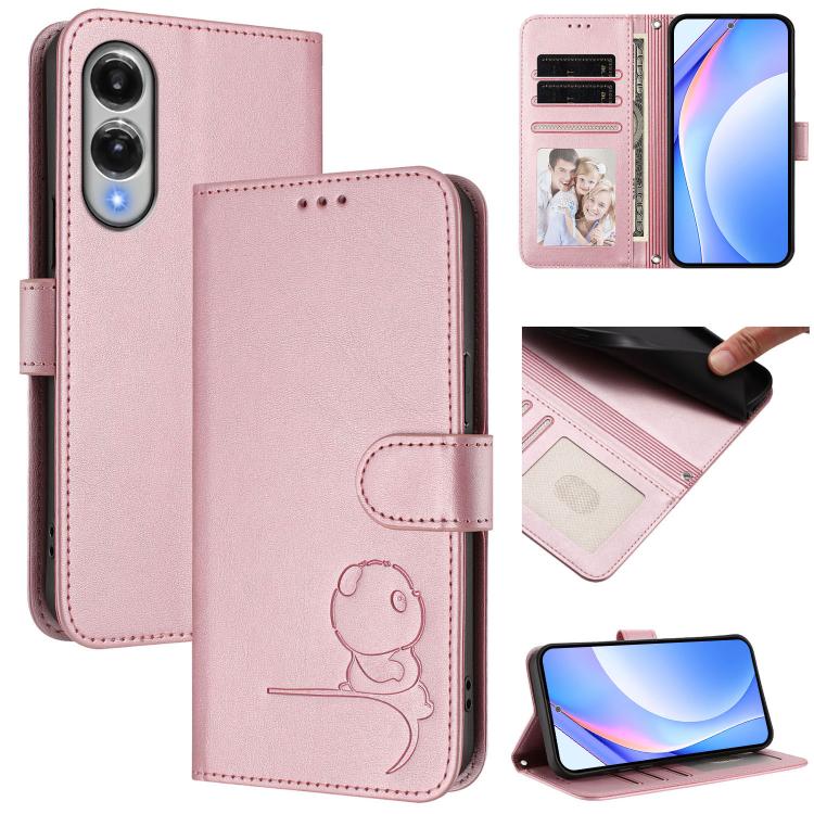 Litter Panda Embossing RFID Leather Phone Case with Lanyard