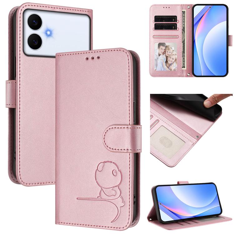 Litter Panda Embossing RFID Leather Phone Case with Lanyard