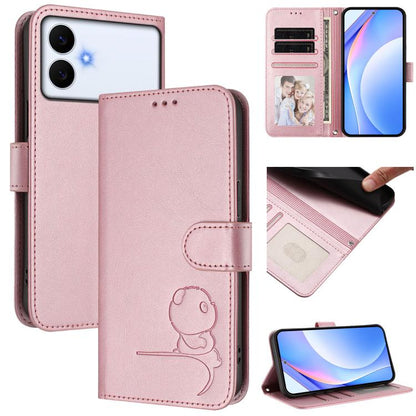 Litter Panda Embossing RFID Leather Phone Case with Lanyard