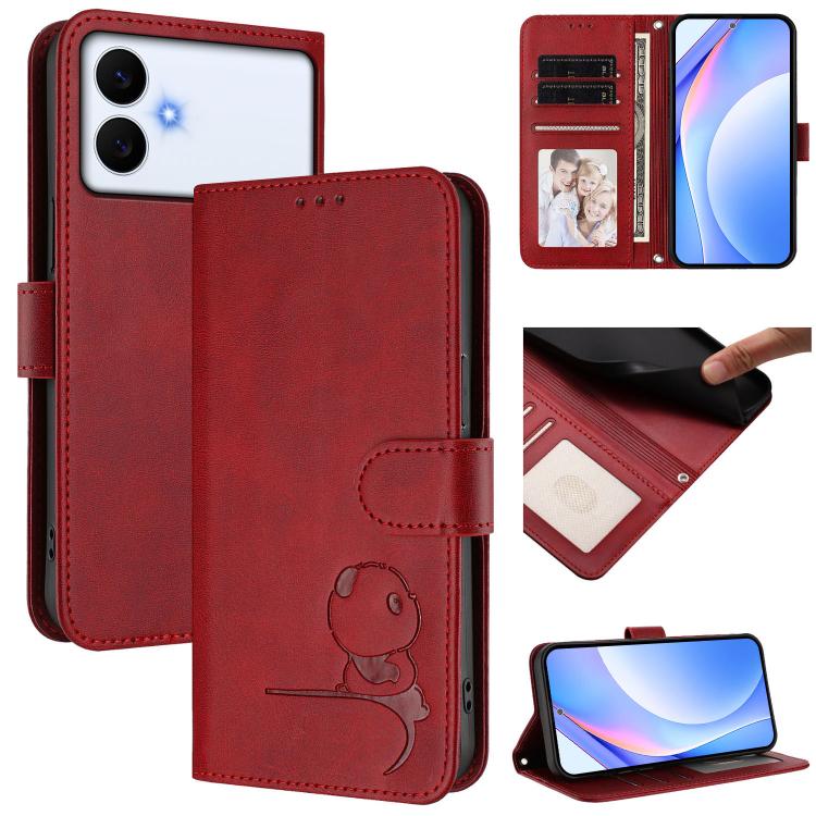 Litter Panda Embossing RFID Leather Phone Case with Lanyard