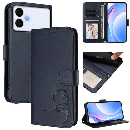 Litter Panda Embossing RFID Leather Phone Case with Lanyard