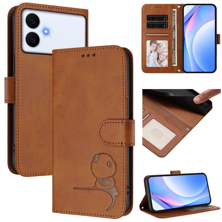Litter Panda Embossing RFID Leather Phone Case with Lanyard