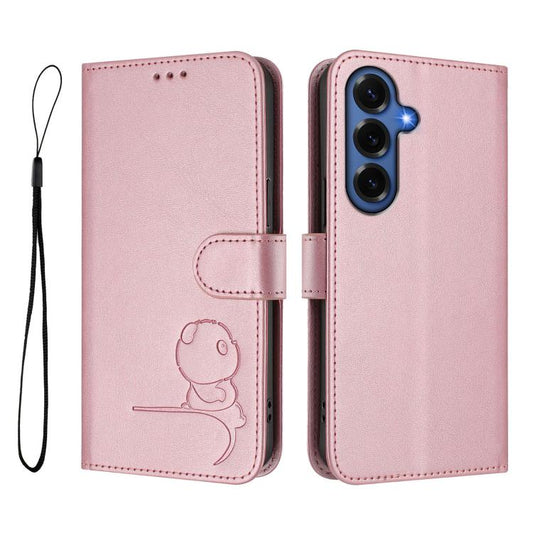Litter Panda Embossing RFID Leather Phone Case with Lanyard