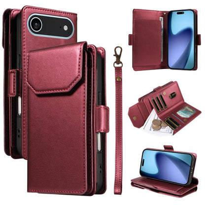 Multi Card Wallet Leather Phone Case with Strap