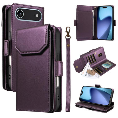 Multi Card Wallet Leather Phone Case with Strap
