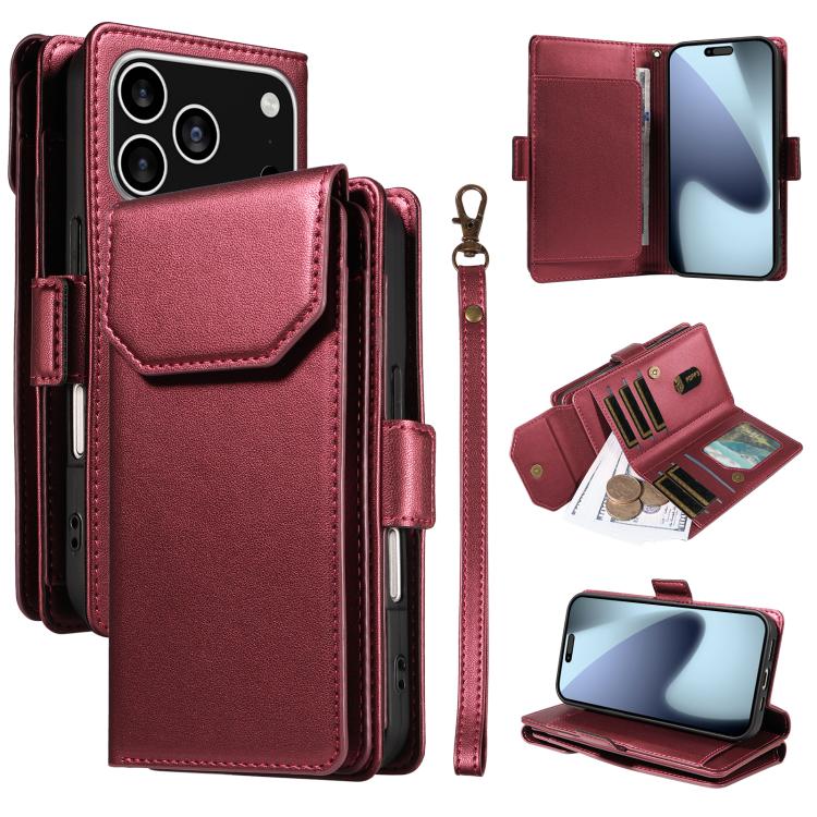 Multi Card Wallet Leather Phone Case with Strap