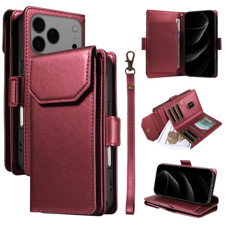 Multi Card Wallet Leather Phone Case with Strap