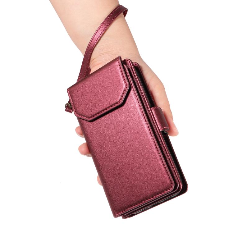 Multi Card Wallet Leather Phone Case with Strap